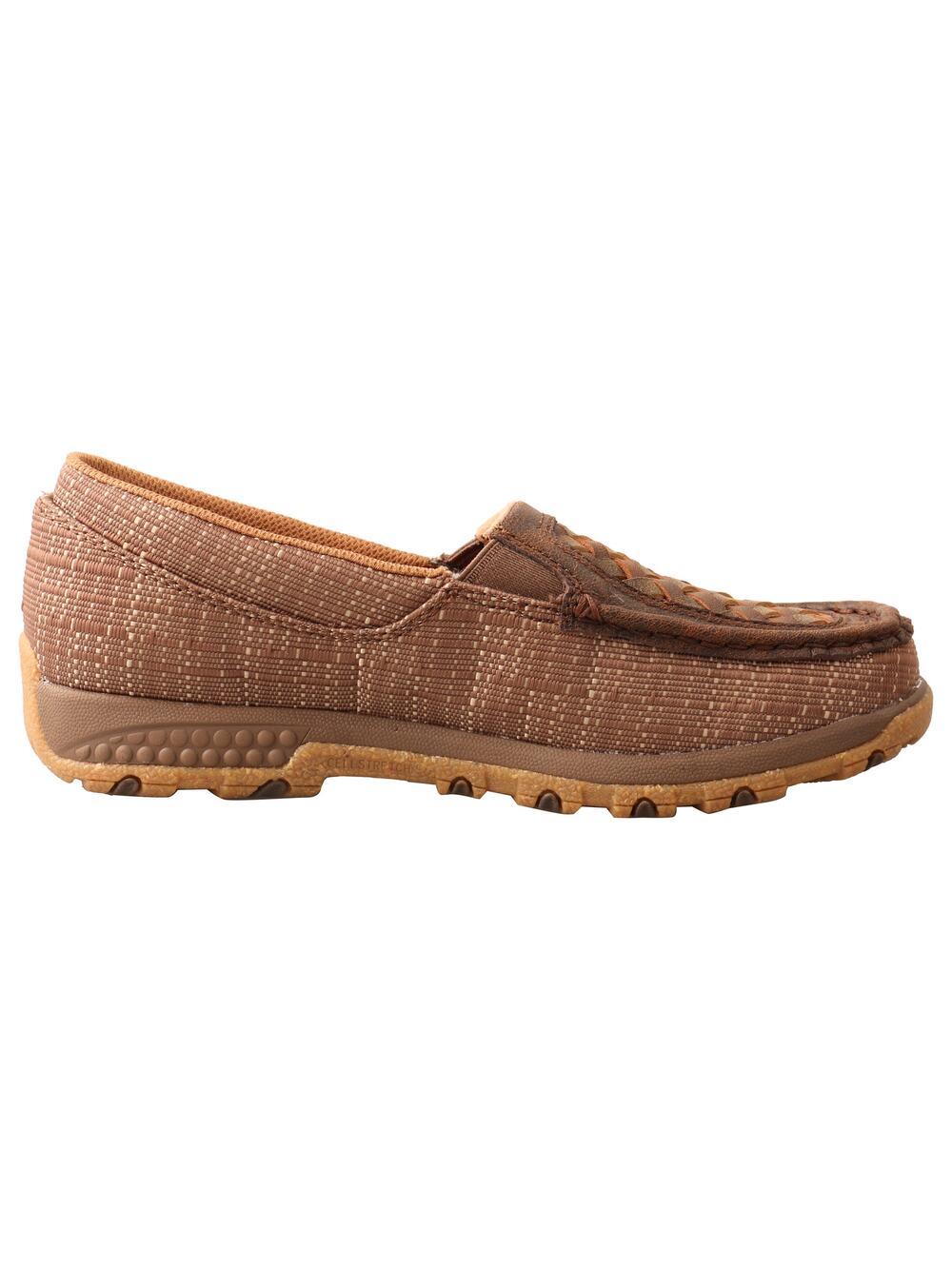 Twisted X Women's Slip-On Drv Moc w/CellStretch, Woven Brown & Coffee, 10 M